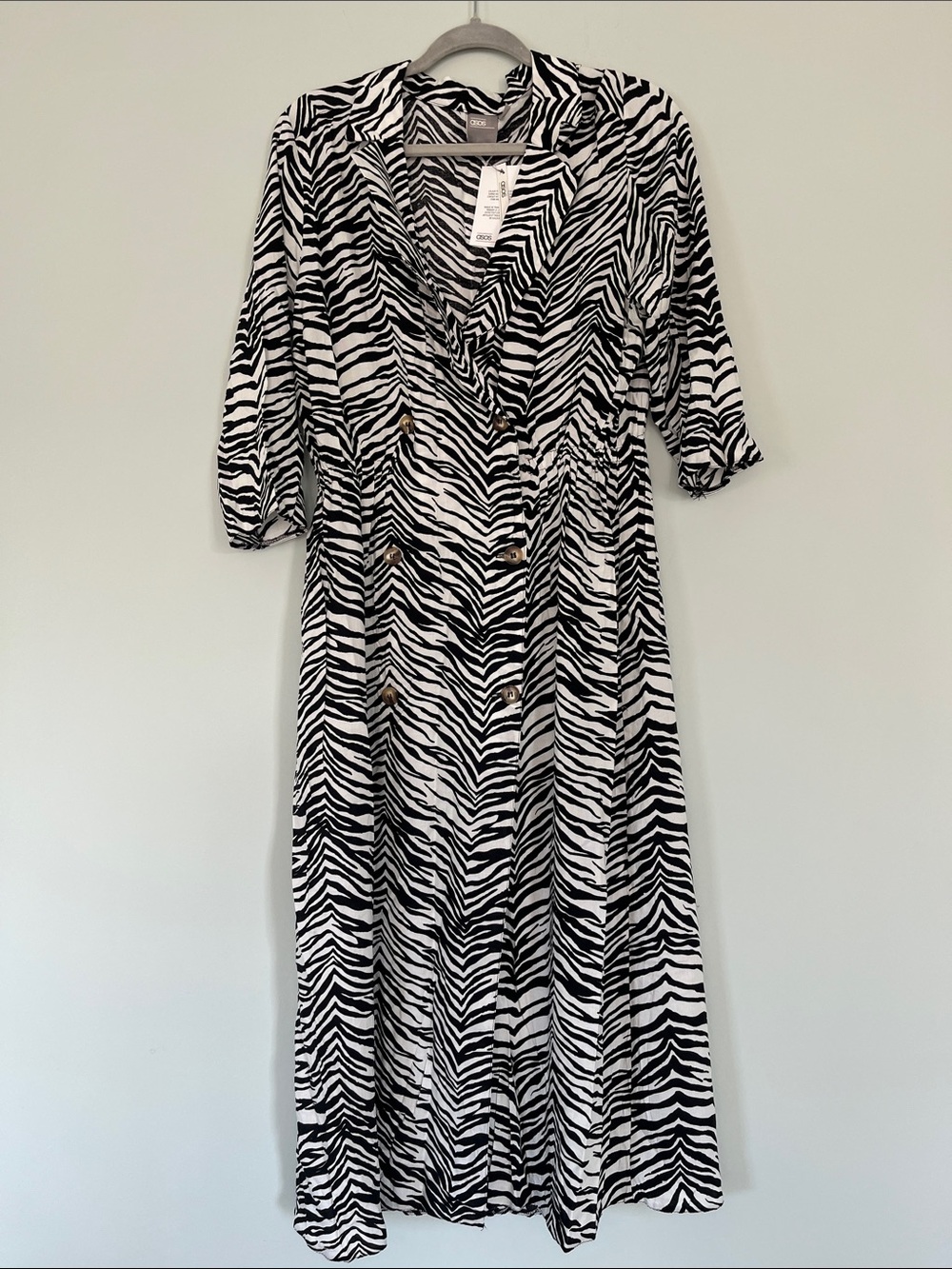 NWT ASOS  Double Breasted Zebra Midi/Maxi Dress